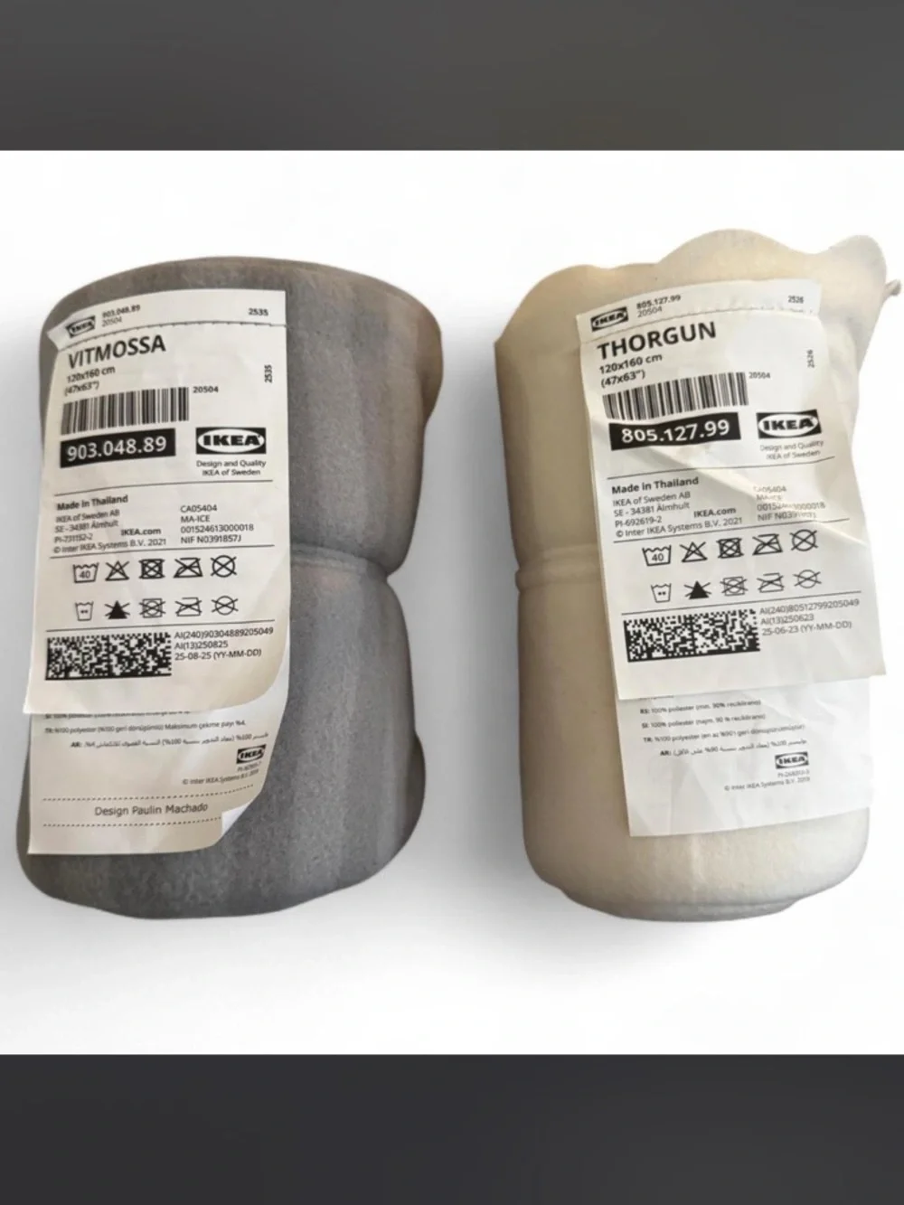IKEA Vitmossa & Thorgun Fleece Throws - Gray & Cream